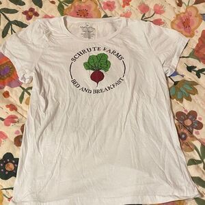 White Schrute Farms T-Shirt The Office TV Show Beet Short Sleeve Funny Top